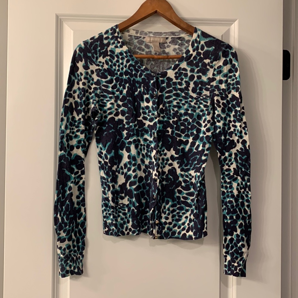 Banana republic blue animal print cardigan. Size XS